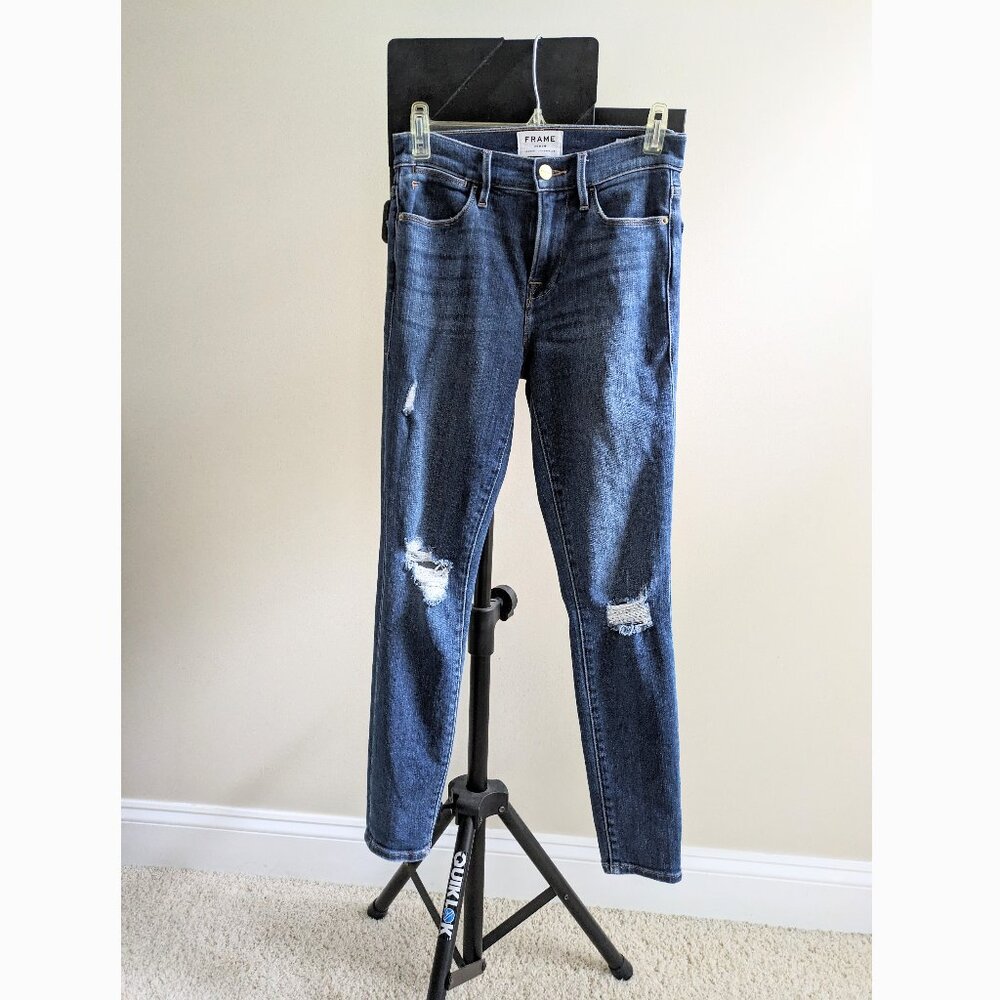 Frame Le High Skinny Destressed Jeans